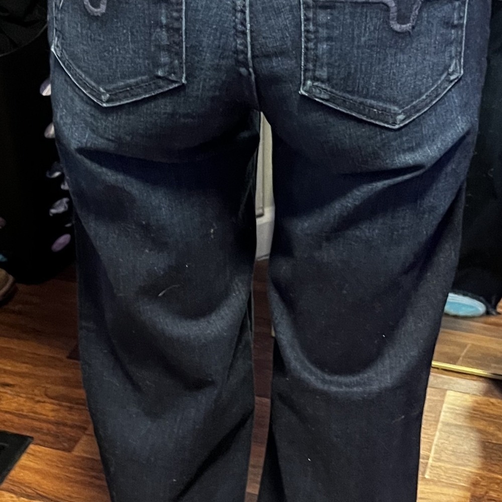Women's's Dark Wash Kimes Ranch Hi Wasted Flair Leg Western Jeans NWOT
